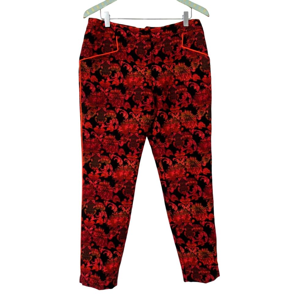 Ted Baker Pants Womens 2 Fits 32x28 Black Red Tapestry Floral Ankle Career Slack